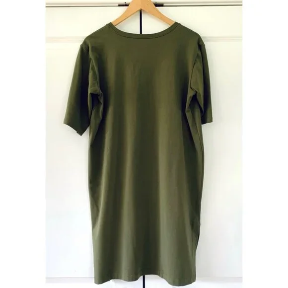 EILEEN FISHER Organic Pima Cotton Jersey T-Shirt Dress "Seaweed" F17OJ | Size L - Picture 5 of 12